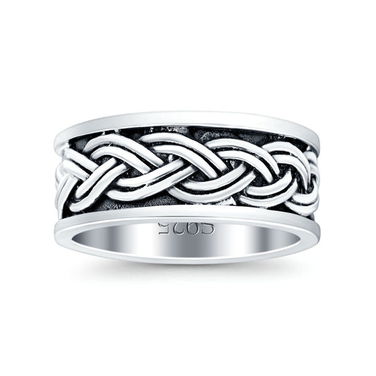 Celtic Weave Crisscross Infinity Oxidized Band Thumb Ring (8mm)