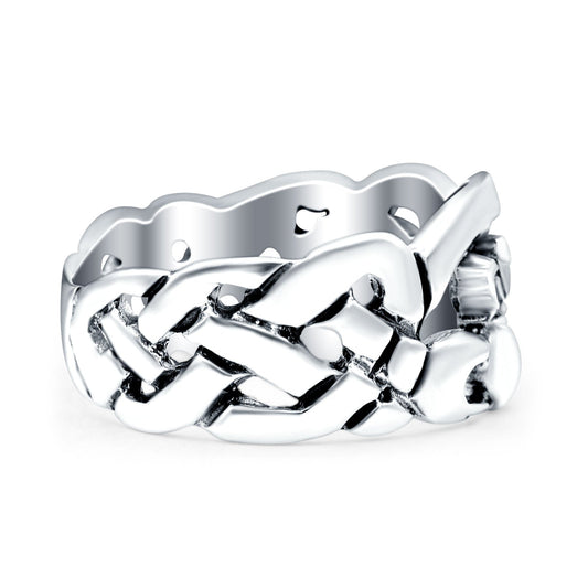 Claddagh Oxidized Band Thumb Ring (10mm)