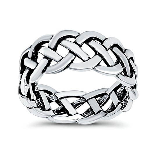 Celtic Crisscross Infinity Oxidized Band Thumb Ring (9mm)