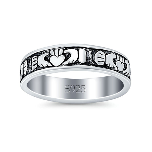 Claddagh Oxidized Band Thumb Ring (6mm)