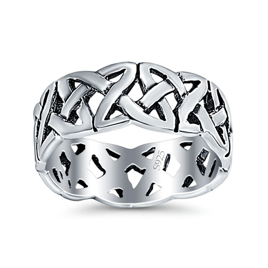 Celtic Oxidized Band Thumb Ring (7mm)