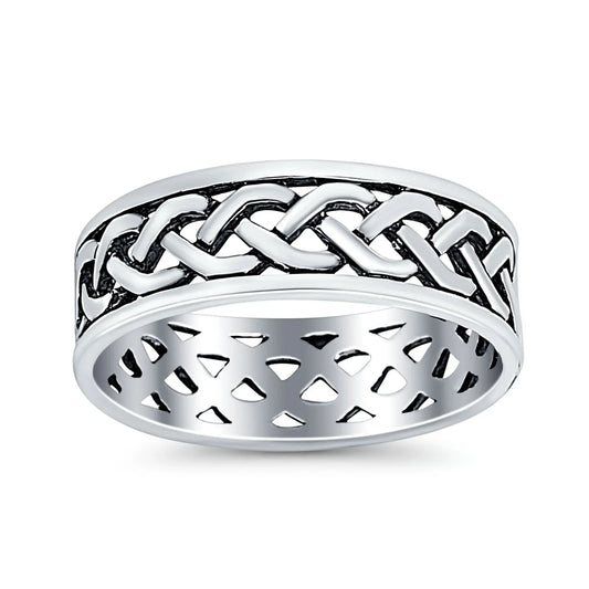 Celtic Ring Oxidized Band Thumb Ring (8mm)