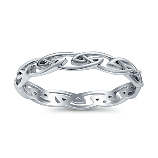 Celtic Rhodium Plated Band Thumb Ring (4mm)