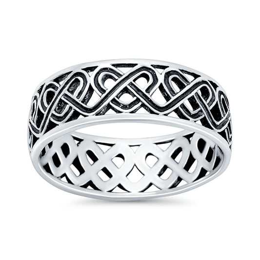 Celtic Oxidized Band Thumb Ring (7mm)
