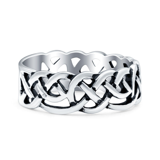 Celtic Oxidized Band Thumb Ring (7mm)