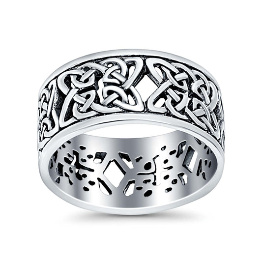 Weave Celtic Oxidized Band Thumb Ring (10mm)
