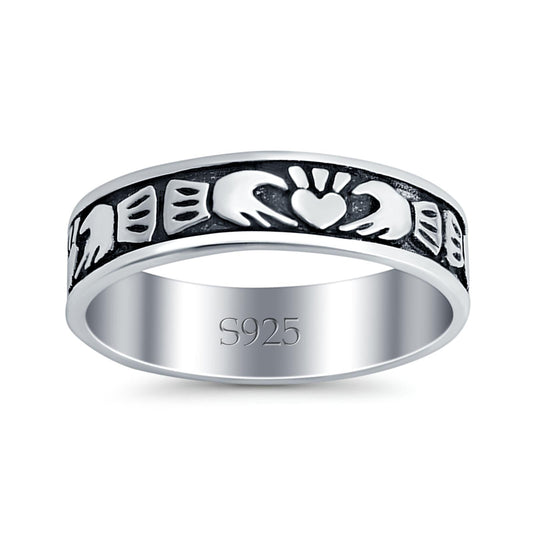 Claddagh Oxidized Band Thumb Ring (5mm)