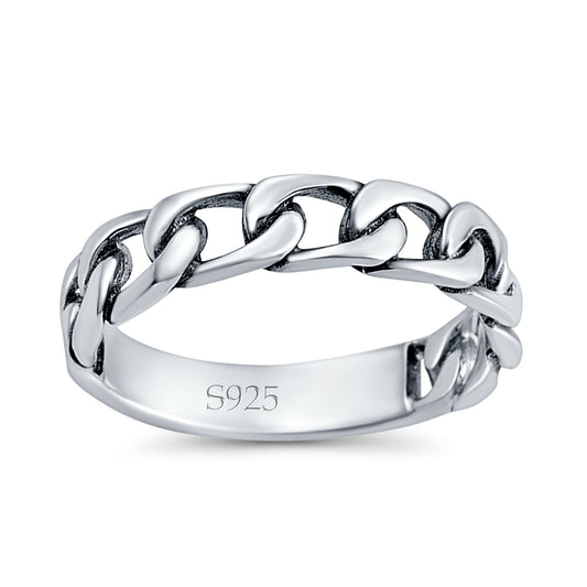 Chain Link Oxidized Band Thumb Ring (4mm)