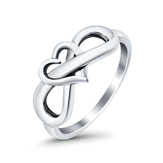 Heart Infinity Ring Oxidized Band Thumb Ring (8mm)