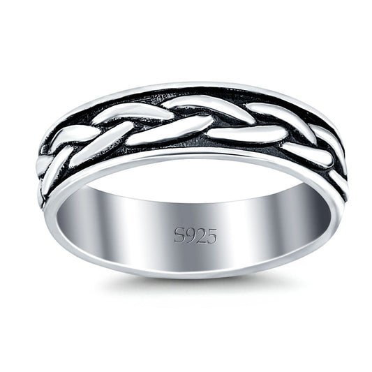 Braid Oxidized Band Thumb Ring (5mm)