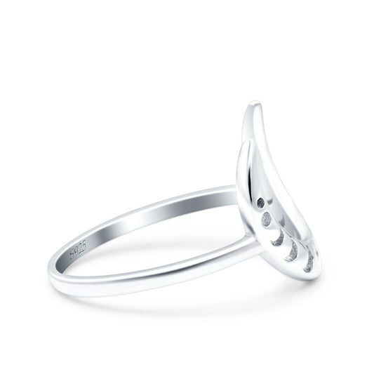 Crescent Moon Phases Oxidized Band Thumb Ring (11mm)