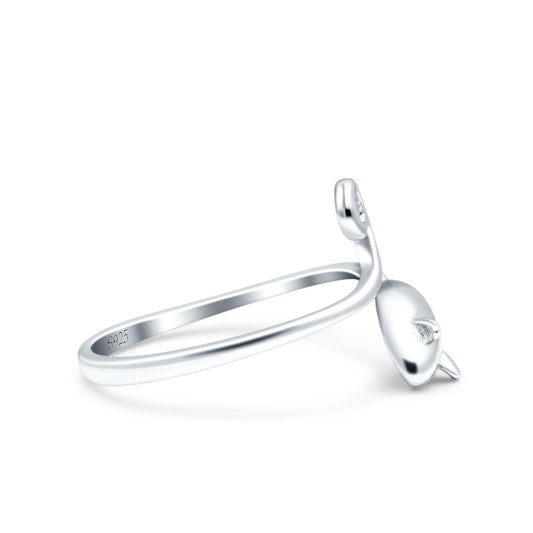 Mouse Rhodium Plated Band Thumb Ring (12mm)