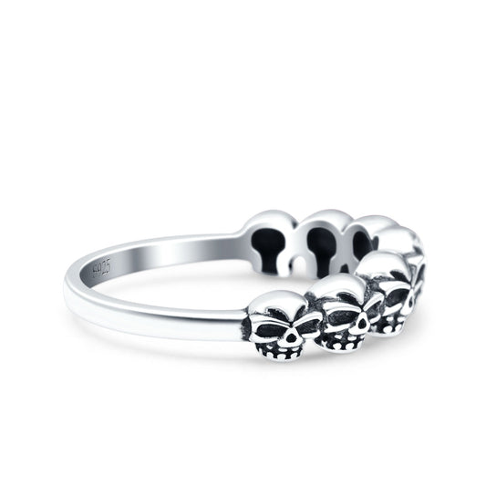 Skulls Oxidized Band Thumb Ring (5mm)