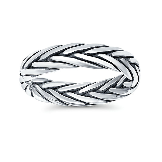 Rounded Braided Oxidized Band Thumb Ring (5mm)