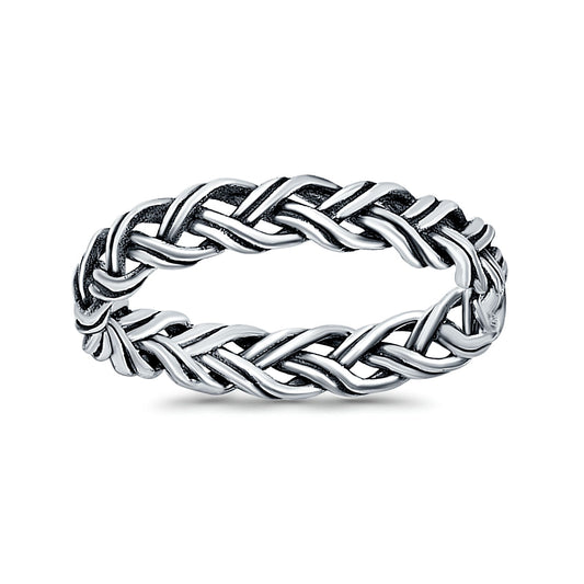 Crisscross Infinity Braid Ring Oxidized Band Thumb Ring (4mm)