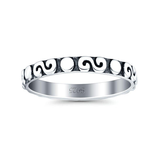Spirals Oxidized Band Thumb Ring (2.5mm)