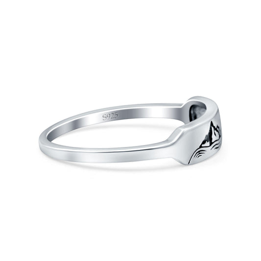 Mountains Oxidized Band Thumb Ring (4mm)