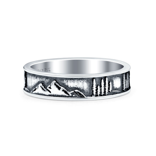 Scenery Oxidized Band Thumb Ring (5mm)
