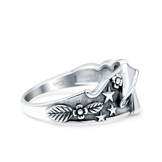 Mushroom Oxidized Band Thumb Ring (12mm)