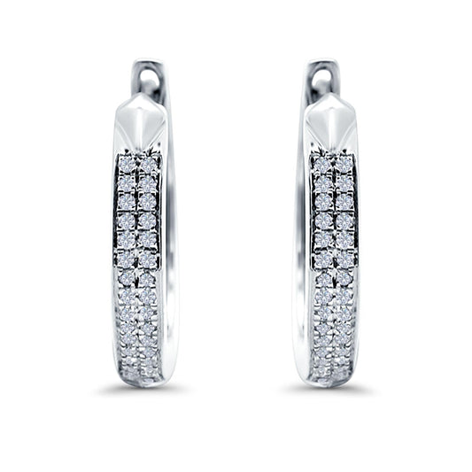 Half Eternity Hoop Earrings Round Simulated CZ (14mm)