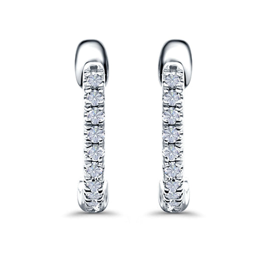 Half Eternity Hoop Earrings Round Simulated CZ (14mm)
