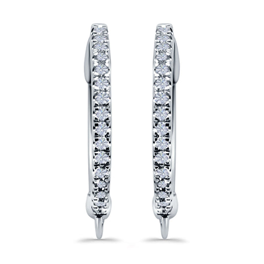 Half Eternity Hoop Earrings Round Simulated CZ (14mm)
