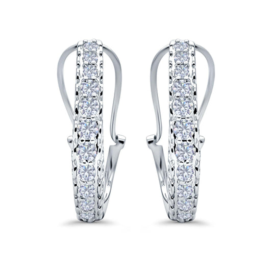Half Eternity Huggie Hoop Earrings Round Simulated CZ (18mm)