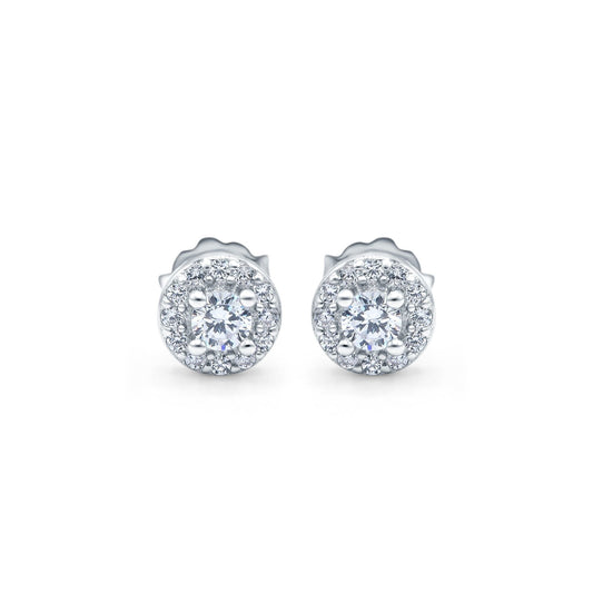 Simulated CZ Round Stud Earrings Design (6.3mm)