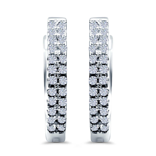 Half Eternity Hoop Earrings Round Simulated CZ (14mm)