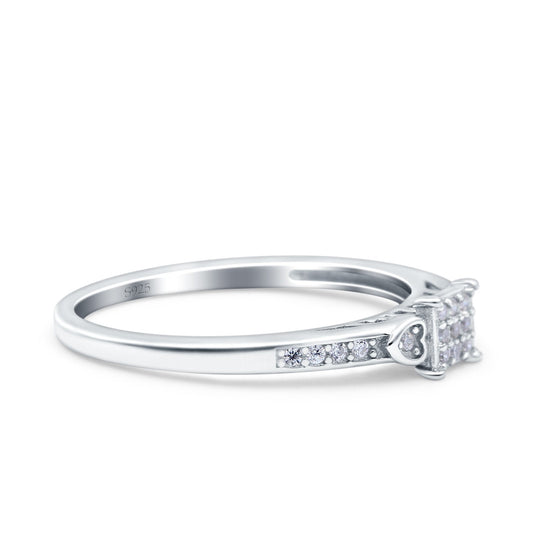 Fashion Heart Promise Ring Wedding Band Pave Simulated Cubic Zirconia (5mm)