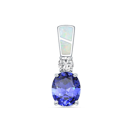Opal & Oval Tanzanite CZ Pendant