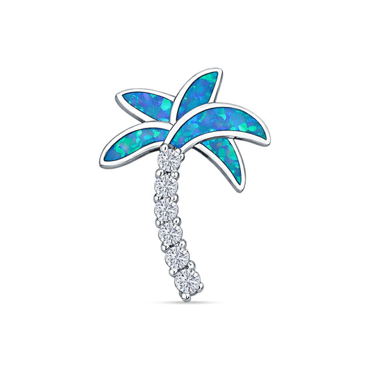 Opal & Palm Tree CZ Pendant
