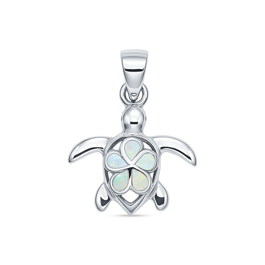 Sea Turtle & Plumeria Pendant