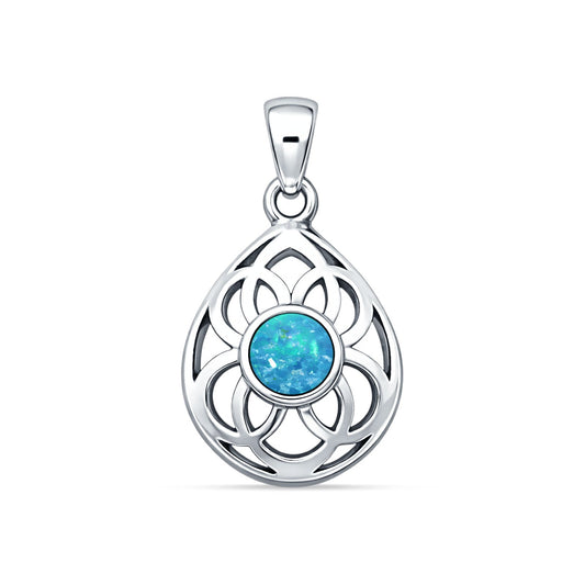 Floral Celtic Teardrop Pendant