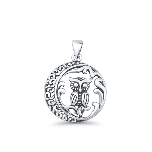 Filigree Owl & Moon Pendant