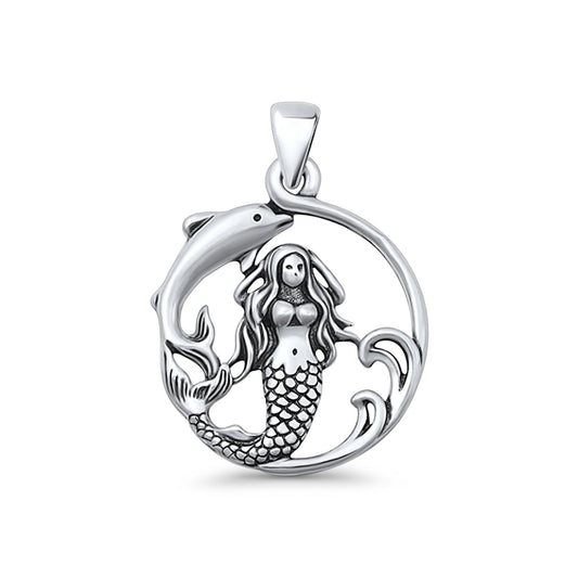 Mermaid & Dolphin Pendant