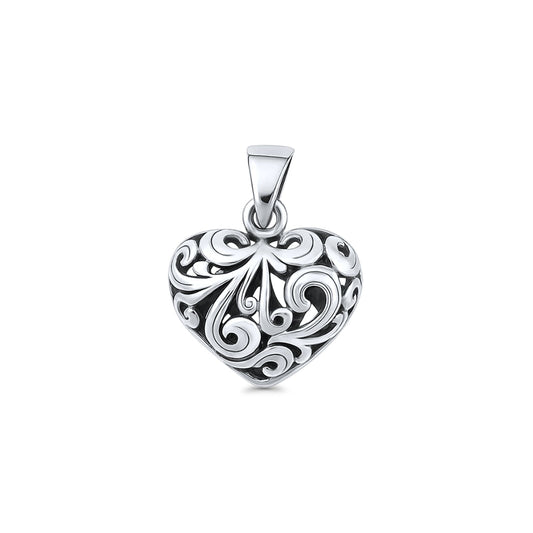 Filigree Scroll Heart Pendant