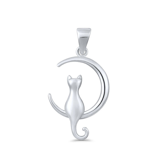 Crescent Moon Cat Pendant