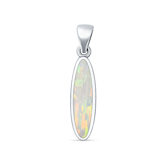 Oval Lab Created White Opal Pendant