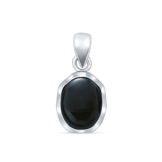 Oval Black Onyx Solitaire Pendant