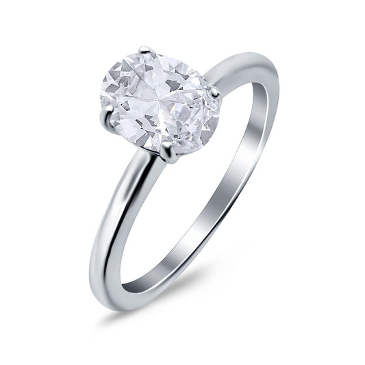 Oval Simulated Cubic Zirconia Cathedral Wedding Ring