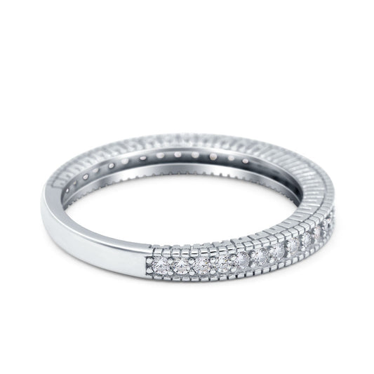 Half Eternity Band Bridal Stacking Simulated CZ Engagement Ring