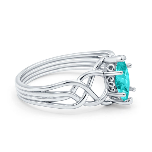 Art Deco Crisscross Wedding Ring Marquise Simulated Paraiba Tourmaline CZ