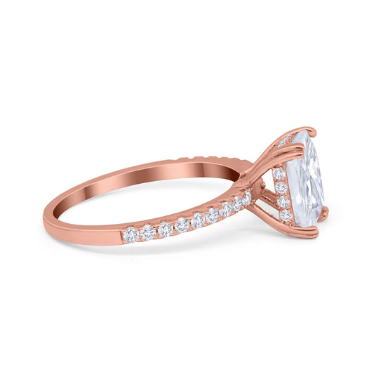 Art Deco Radiant Rose Tone Simulated CZ Engagement Ring