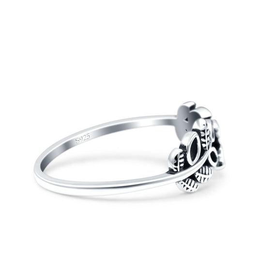 Leaves Oxidized Band Thumb Ring (6mm)