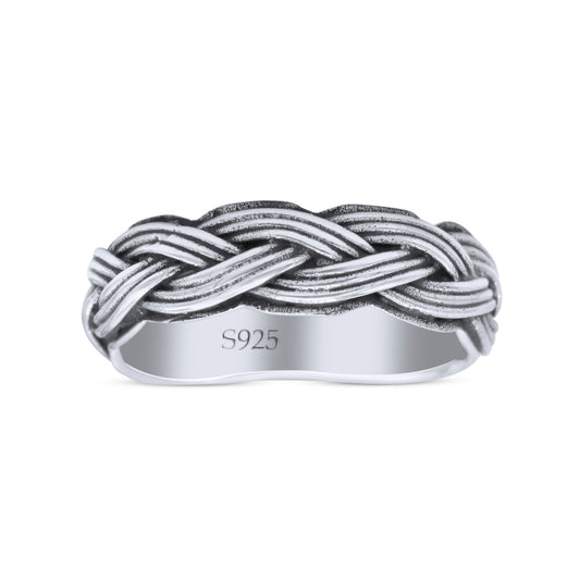 Braided Modern Thick Celtic Woven Design Oxidized Band Thumb Ring 5mm(0.19)