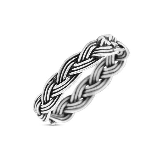 Intricate Weave Braided Knot Promise Oxidized Rope Band Thumb Ring 5mm