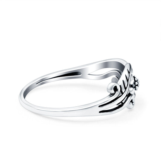 Flower Oxidized Band Thumb Ring (7mm)
