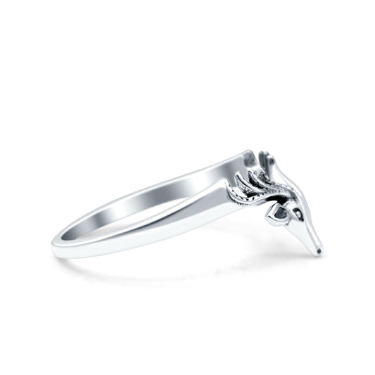 Deer Oxidized Band Thumb Ring (9mm)