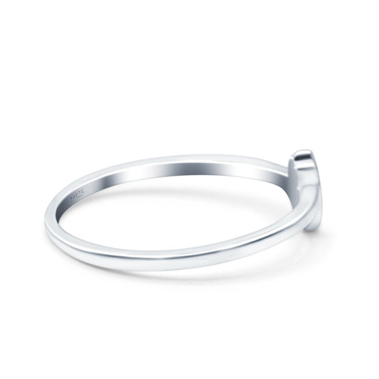 Hamsa Rhodium Plated Band Thumb Ring (6mm)